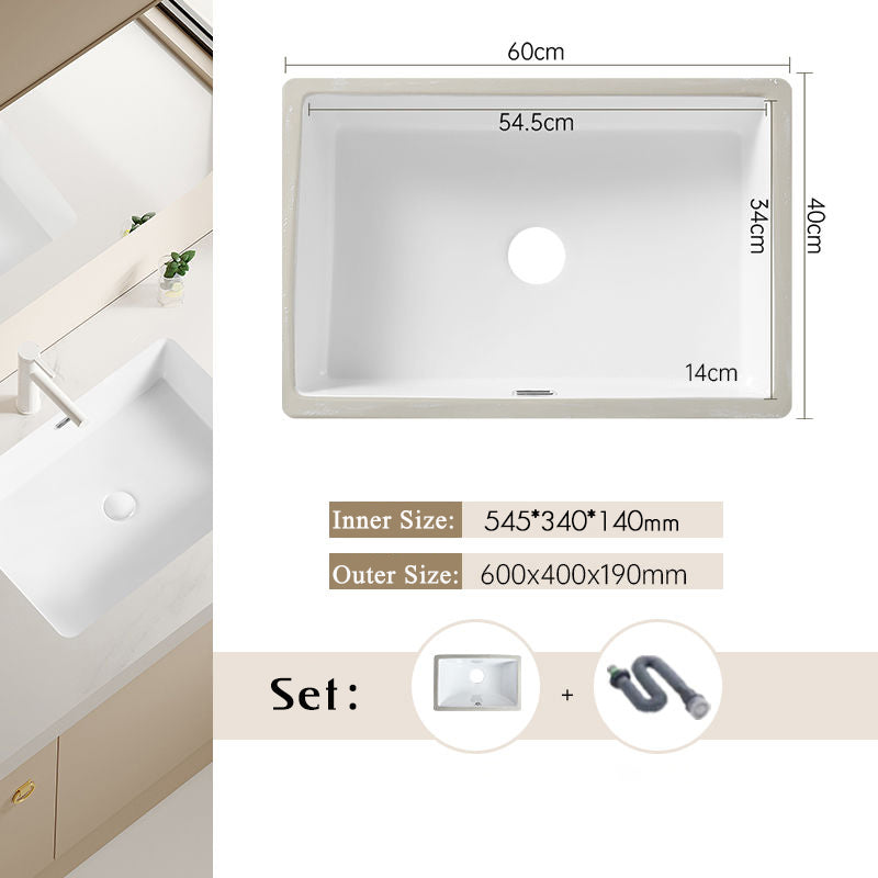 Nordic white basen bathroom undermount basin ceramic small size simple round corner depth toilet sink with drain & bracket set