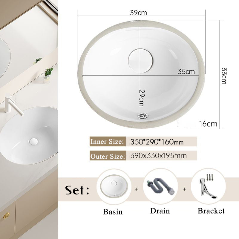 Nordic white basen bathroom undermount basin ceramic small size simple round corner depth toilet sink with drain & bracket set