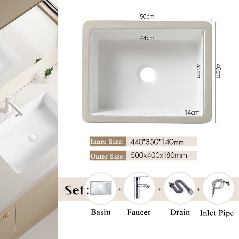 Nordic white basen bathroom undermount basin ceramic small size simple round corner depth toilet sink with drain & bracket set