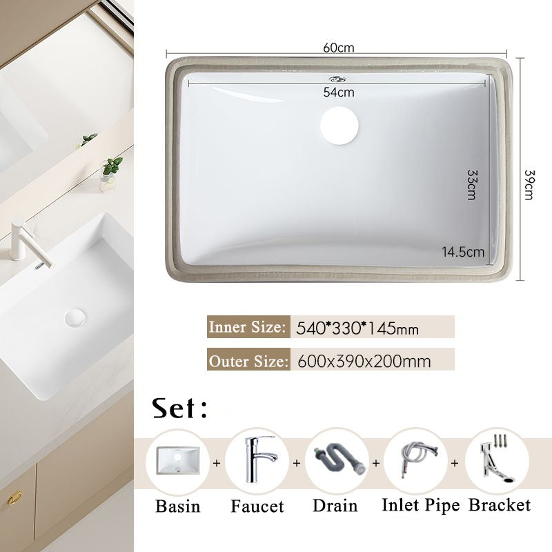 Nordic white basen bathroom undermount basin ceramic small size simple round corner depth toilet sink with drain & bracket set