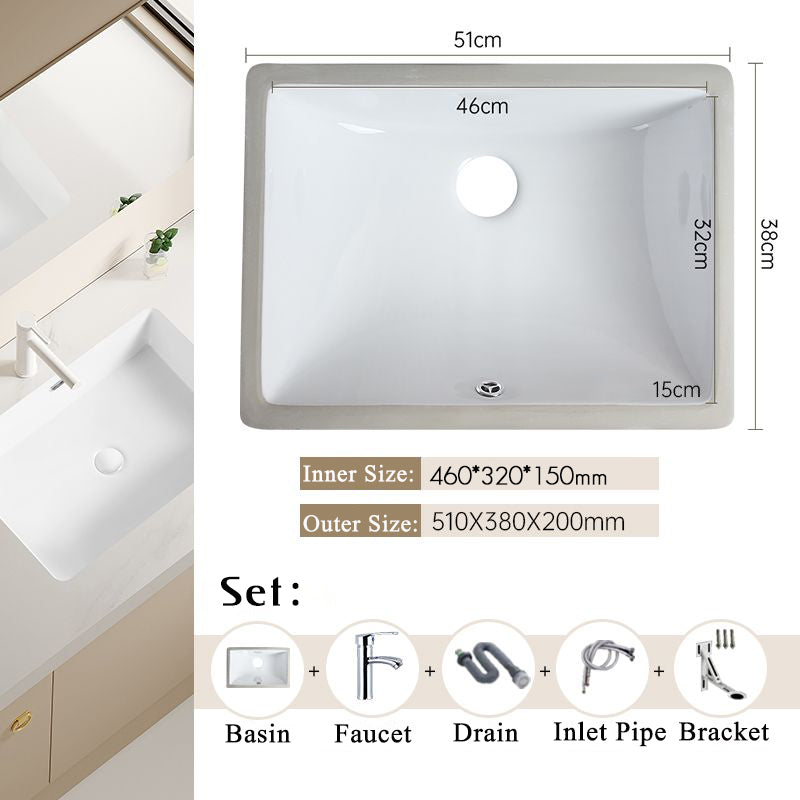 Nordic white basen bathroom undermount basin ceramic small size simple round corner depth toilet sink with drain & bracket set