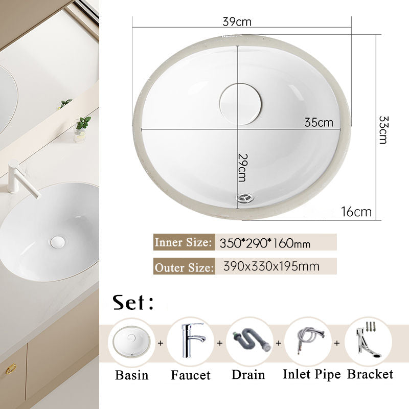 Nordic white basen bathroom undermount basin ceramic small size simple round corner depth toilet sink with drain & bracket set