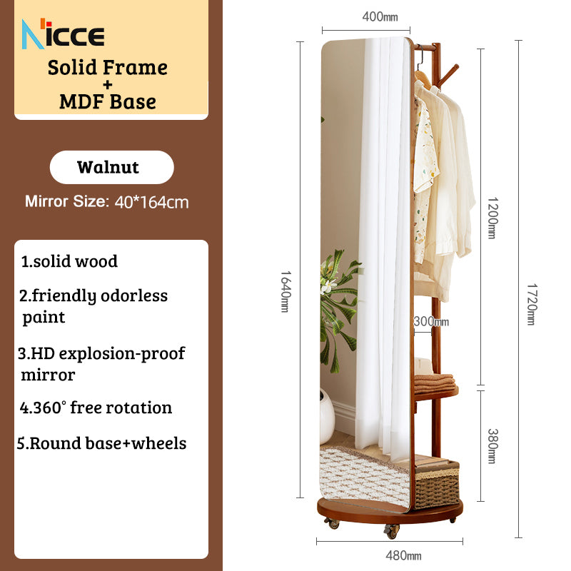 Nordic luxury Multifunctional mirror cabinet floor-standing rotatable pull-out storage makeup full-body mirror cabinet