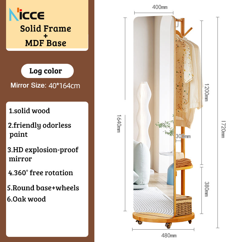 Nordic luxury Multifunctional mirror cabinet floor-standing rotatable pull-out storage makeup full-body mirror cabinet