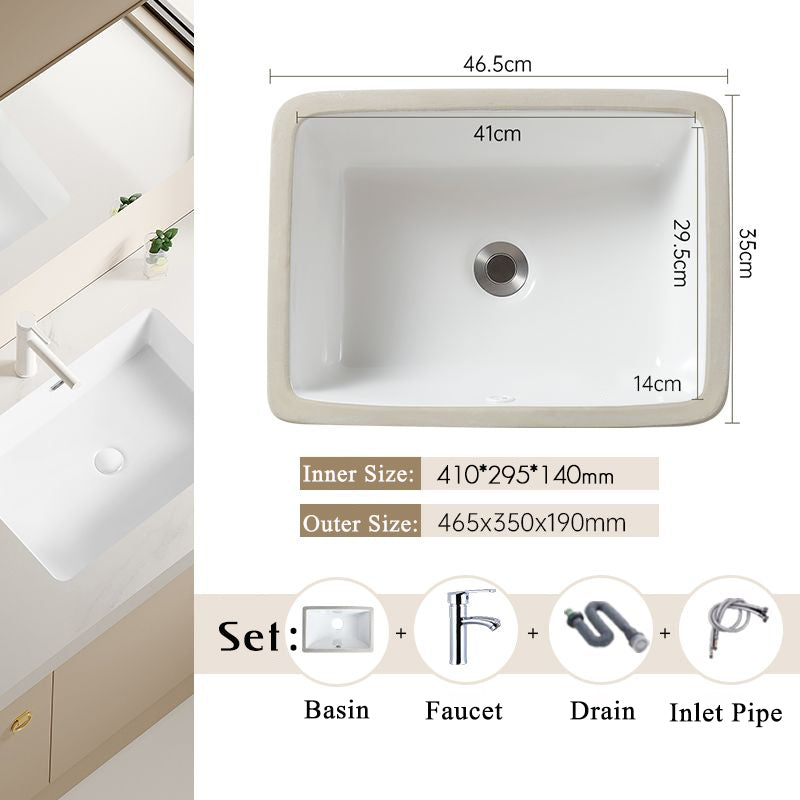 Nordic white basen bathroom undermount basin ceramic small size simple round corner depth toilet sink with drain & bracket set