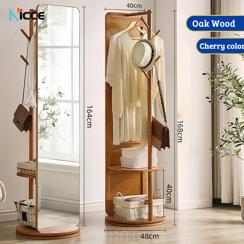 Nordic luxury Multifunctional mirror cabinet floor-standing rotatable pull-out storage makeup full-body mirror cabinet