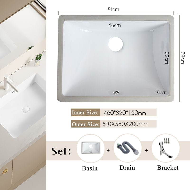 Nordic white basen bathroom undermount basin ceramic small size simple round corner depth toilet sink with drain & bracket set