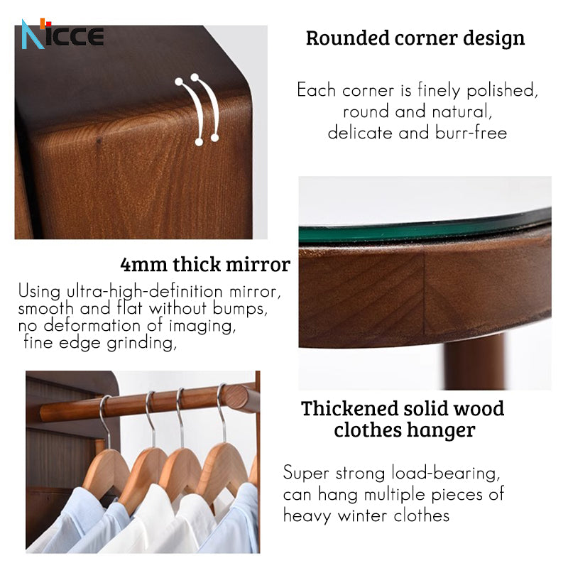 Nordic luxury Multifunctional mirror cabinet floor-standing rotatable pull-out storage makeup full-body mirror cabinet