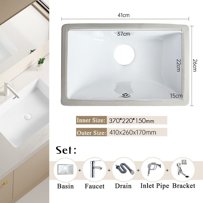 Nordic white basen bathroom undermount basin ceramic small size simple round corner depth toilet sink with drain & bracket set