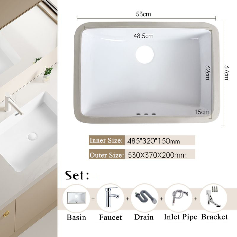 Nordic white basen bathroom undermount basin ceramic small size simple round corner depth toilet sink with drain & bracket set