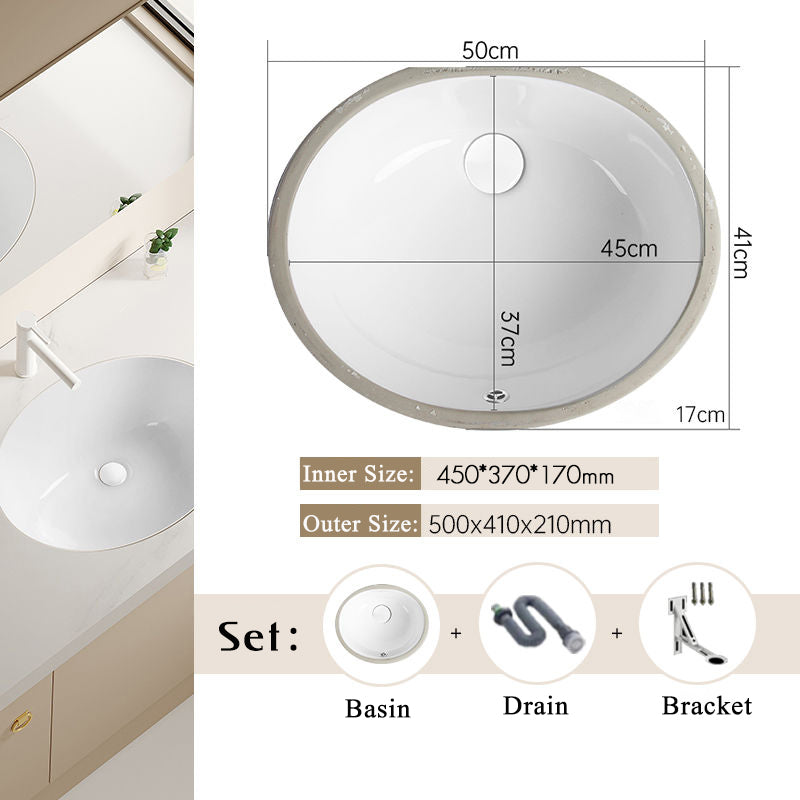 Nordic white basen bathroom undermount basin ceramic small size simple round corner depth toilet sink with drain & bracket set