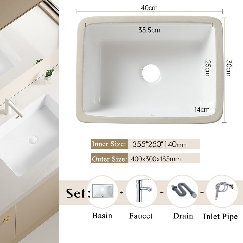 Nordic white basen bathroom undermount basin ceramic small size simple round corner depth toilet sink with drain & bracket set
