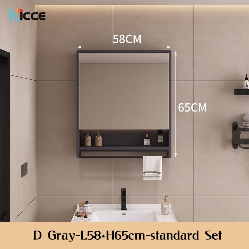 Nordic Smart Solid Wood Multi-Layer Vanity Mirror Cabinet with Storage and Open Shelving bathroom mirror kabinet