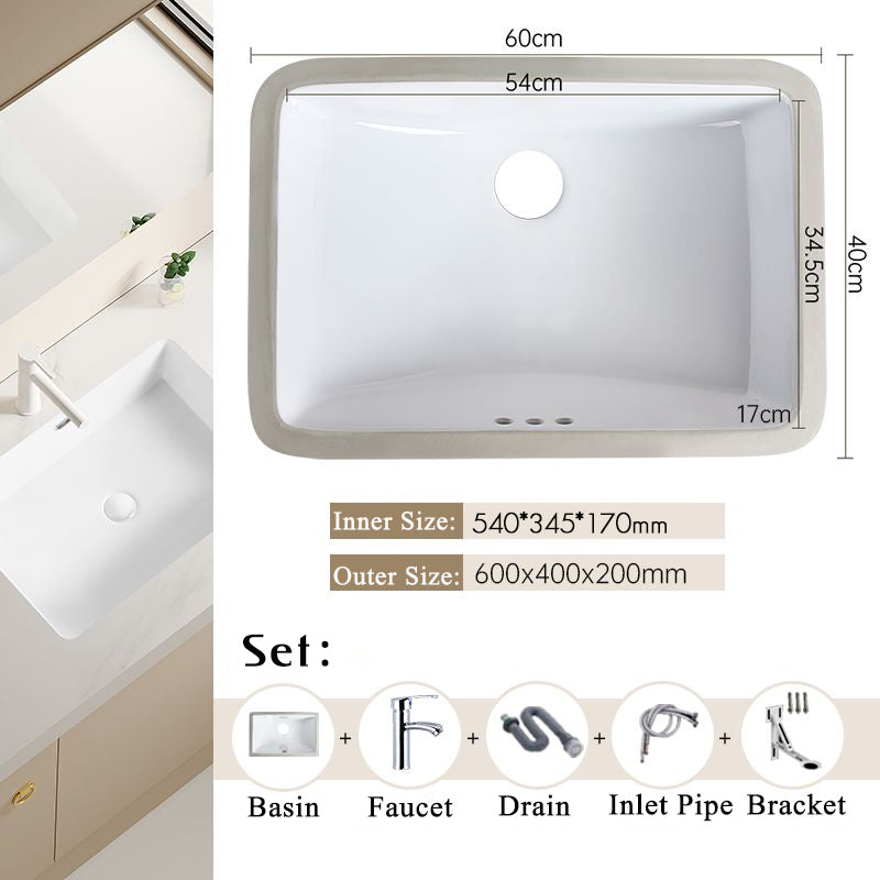 Nordic white basen bathroom undermount basin ceramic small size simple round corner depth toilet sink with drain & bracket set