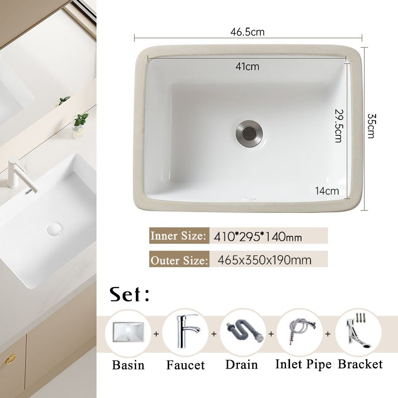 Nordic white basen bathroom undermount basin ceramic small size simple round corner depth toilet sink with drain & bracket set
