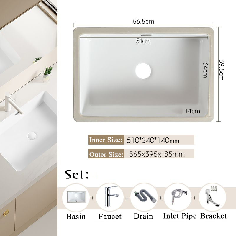 Nordic white basen bathroom undermount basin ceramic small size simple round corner depth toilet sink with drain & bracket set