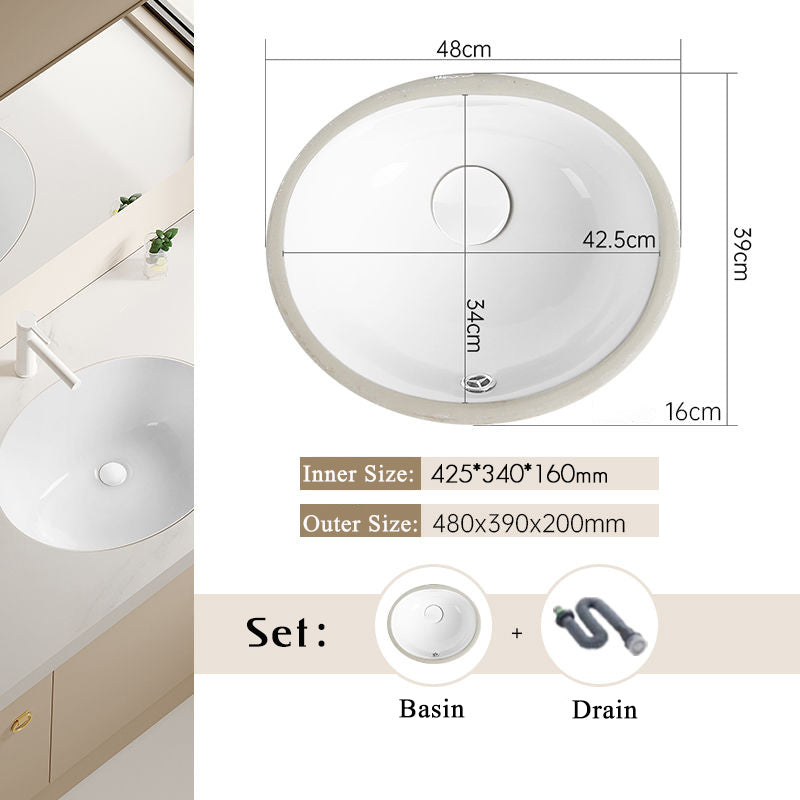 Nordic white basen bathroom undermount basin ceramic small size simple round corner depth toilet sink with drain & bracket set