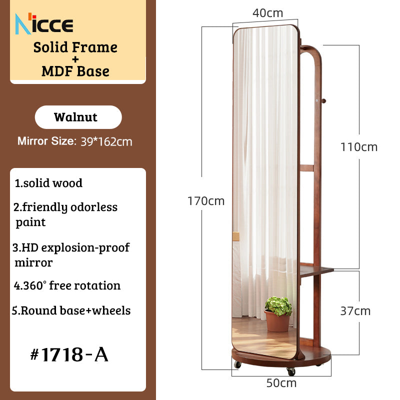 Nordic luxury Multifunctional mirror cabinet floor-standing rotatable pull-out storage makeup full-body mirror cabinet