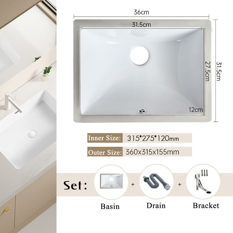 Nordic white basen bathroom undermount basin ceramic small size simple round corner depth toilet sink with drain & bracket set