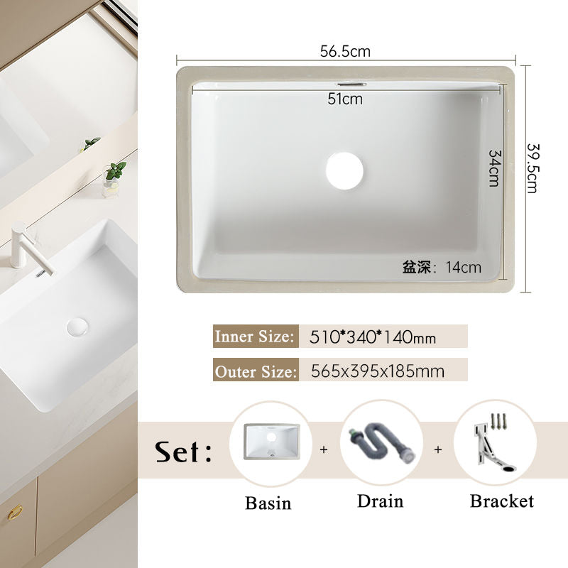 Nordic white basen bathroom undermount basin ceramic small size simple round corner depth toilet sink with drain & bracket set