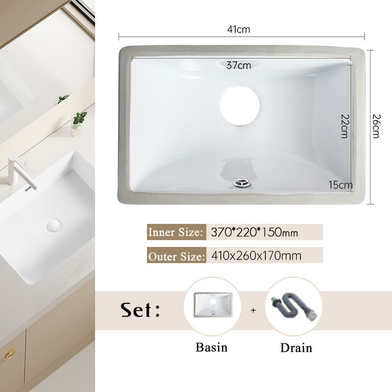 Nordic white basen bathroom undermount basin ceramic small size simple round corner depth toilet sink with drain & bracket set