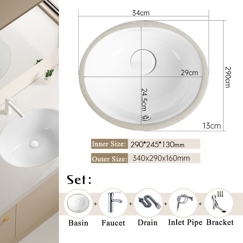 Nordic white basen bathroom undermount basin ceramic small size simple round corner depth toilet sink with drain & bracket set