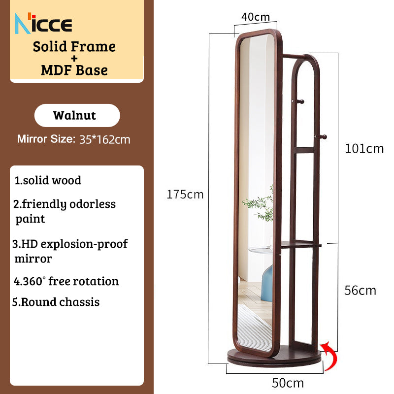 Nordic luxury Multifunctional mirror cabinet floor-standing rotatable pull-out storage makeup full-body mirror cabinet