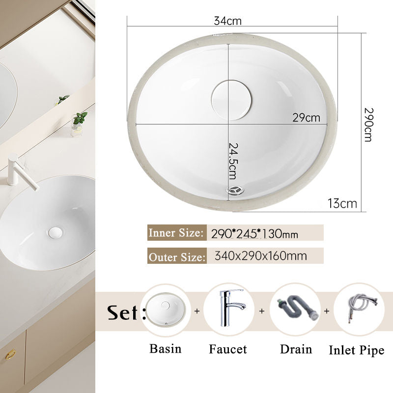 Nordic white basen bathroom undermount basin ceramic small size simple round corner depth toilet sink with drain & bracket set