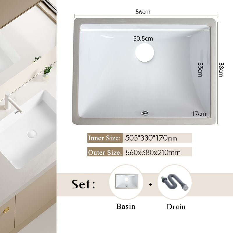 Nordic white basen bathroom undermount basin ceramic small size simple round corner depth toilet sink with drain & bracket set