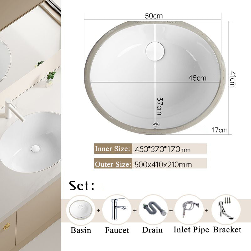Nordic white basen bathroom undermount basin ceramic small size simple round corner depth toilet sink with drain & bracket set
