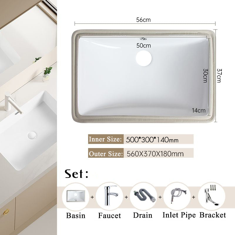 Nordic white basen bathroom undermount basin ceramic small size simple round corner depth toilet sink with drain & bracket set