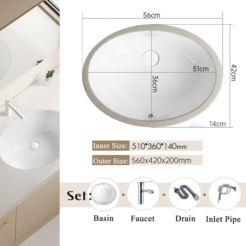 Nordic white basen bathroom undermount basin ceramic small size simple round corner depth toilet sink with drain & bracket set