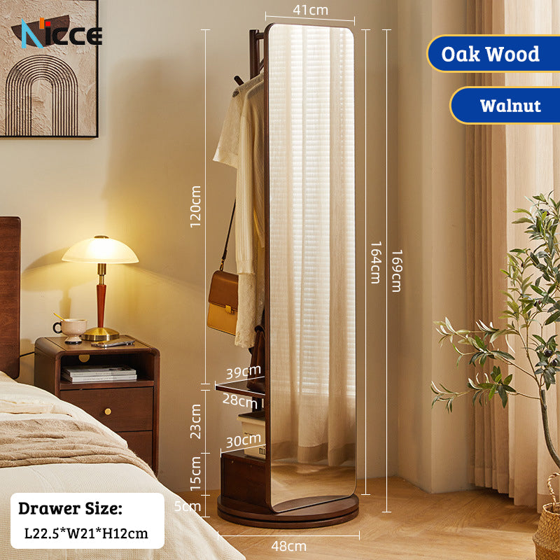 Nordic luxury Multifunctional mirror cabinet floor-standing rotatable pull-out storage makeup full-body mirror cabinet