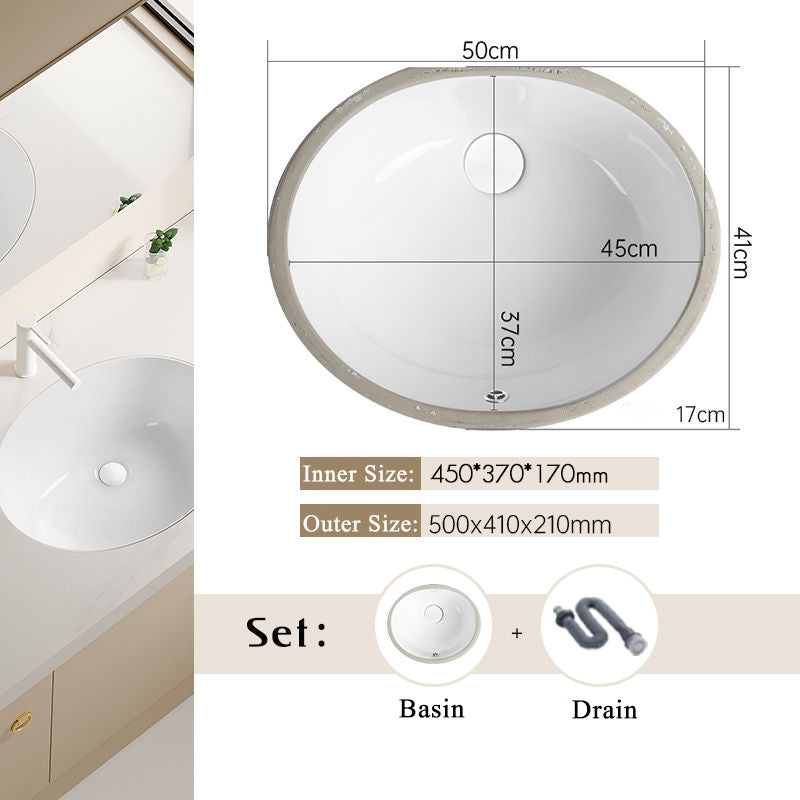 Nordic white basen bathroom undermount basin ceramic small size simple round corner depth toilet sink with drain & bracket set