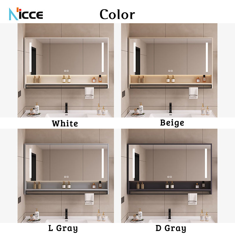 Nordic Smart Solid Wood Multi-Layer Vanity Mirror Cabinet with Storage and Open Shelving bathroom mirror kabinet