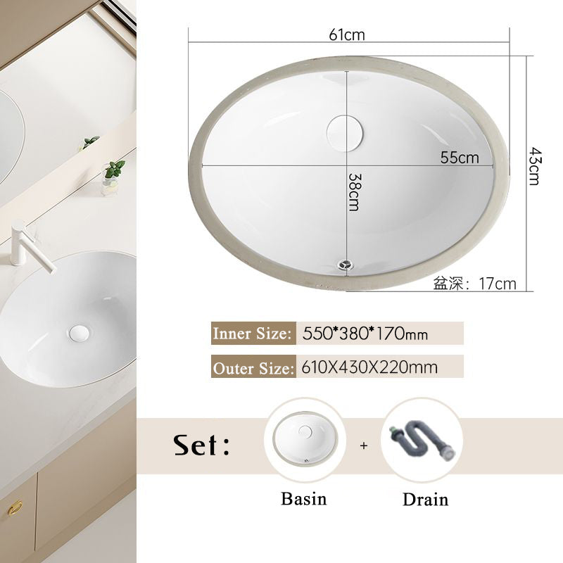 Nordic white basen bathroom undermount basin ceramic small size simple round corner depth toilet sink with drain & bracket set