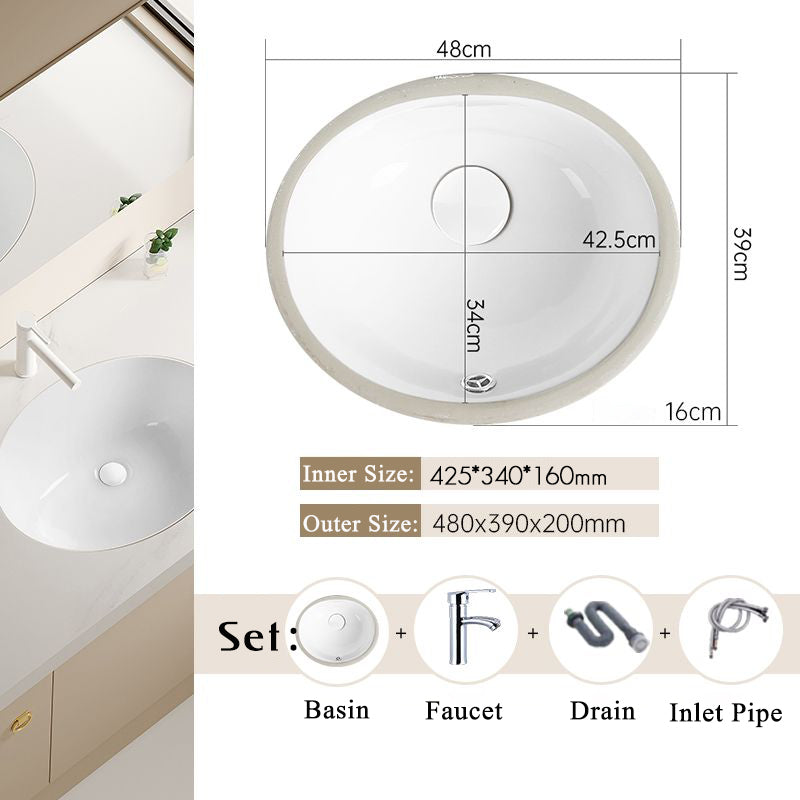 Nordic white basen bathroom undermount basin ceramic small size simple round corner depth toilet sink with drain & bracket set