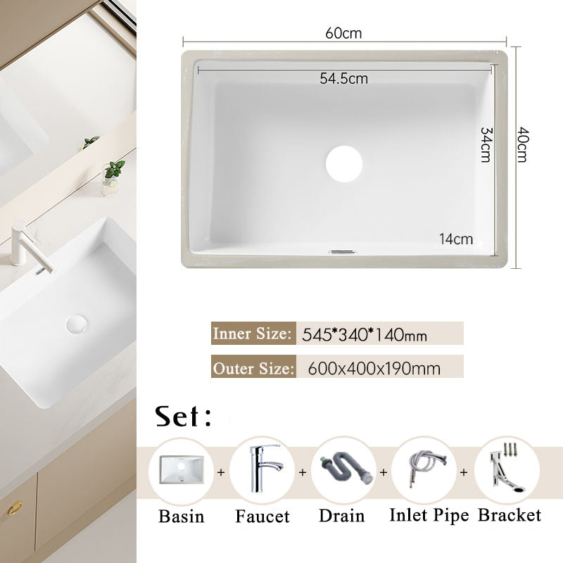 Nordic white basen bathroom undermount basin ceramic small size simple round corner depth toilet sink with drain & bracket set