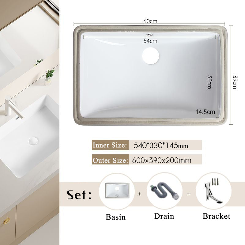 Nordic white basen bathroom undermount basin ceramic small size simple round corner depth toilet sink with drain & bracket set