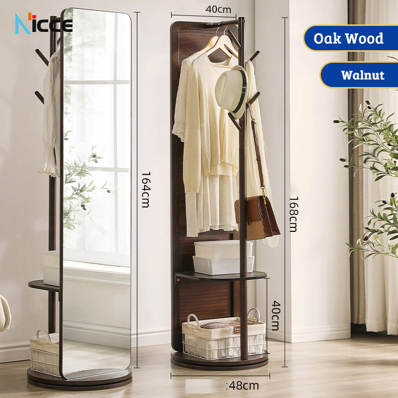 Nordic luxury Multifunctional mirror cabinet floor-standing rotatable pull-out storage makeup full-body mirror cabinet