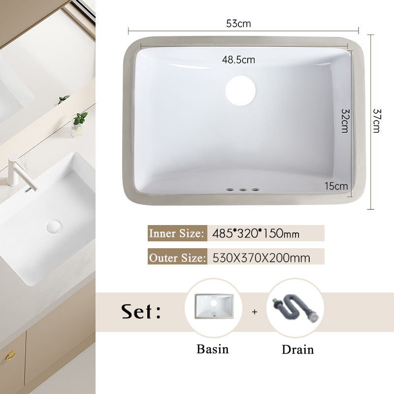 Nordic white basen bathroom undermount basin ceramic small size simple round corner depth toilet sink with drain & bracket set