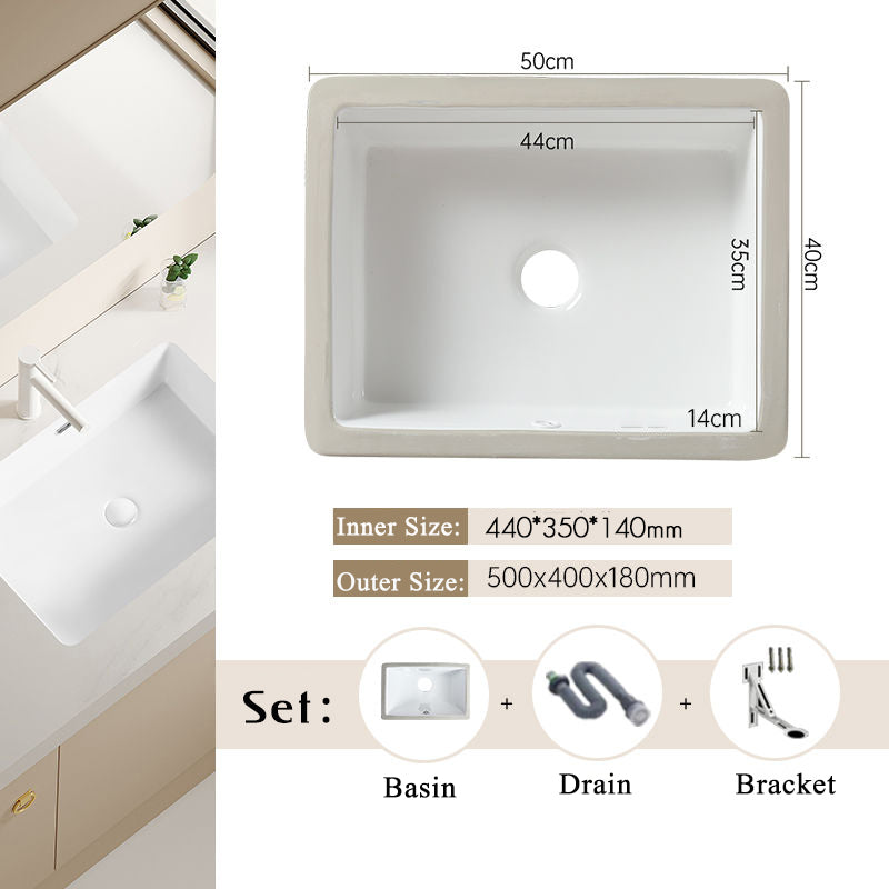 Nordic white basen bathroom undermount basin ceramic small size simple round corner depth toilet sink with drain & bracket set