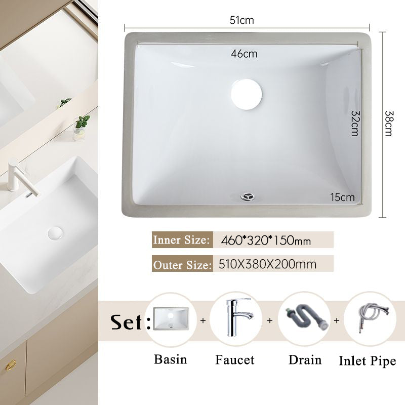 Nordic white basen bathroom undermount basin ceramic small size simple round corner depth toilet sink with drain & bracket set
