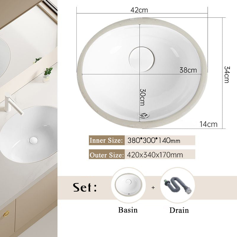 Nordic white basen bathroom undermount basin ceramic small size simple round corner depth toilet sink with drain & bracket set