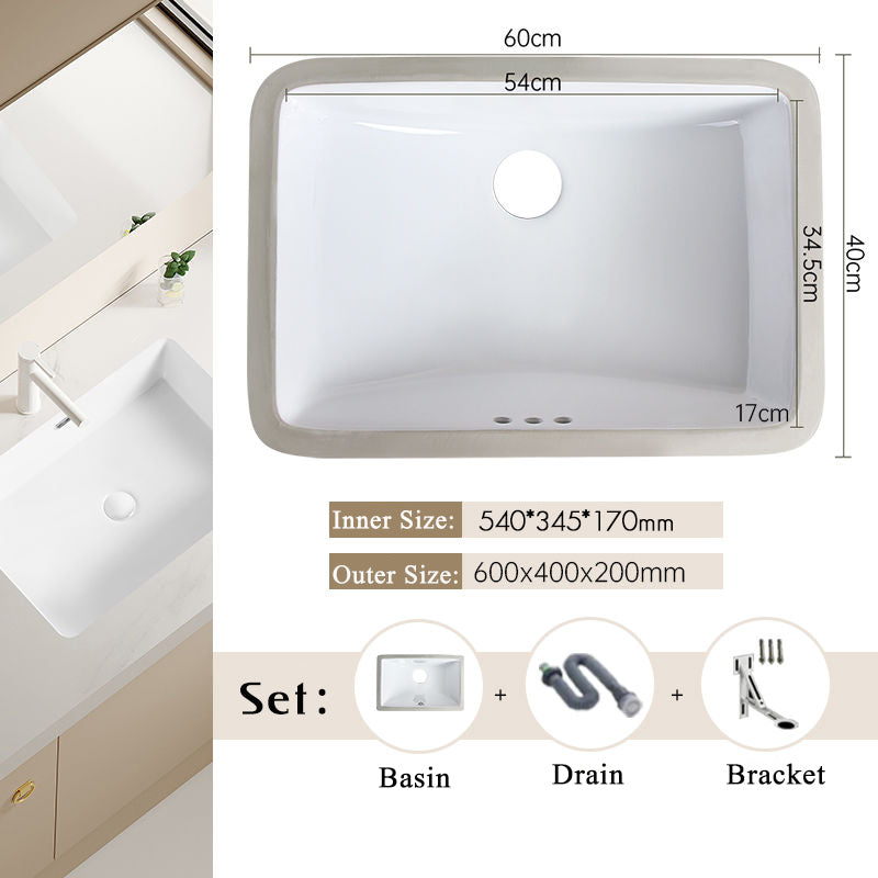 Nordic white basen bathroom undermount basin ceramic small size simple round corner depth toilet sink with drain & bracket set