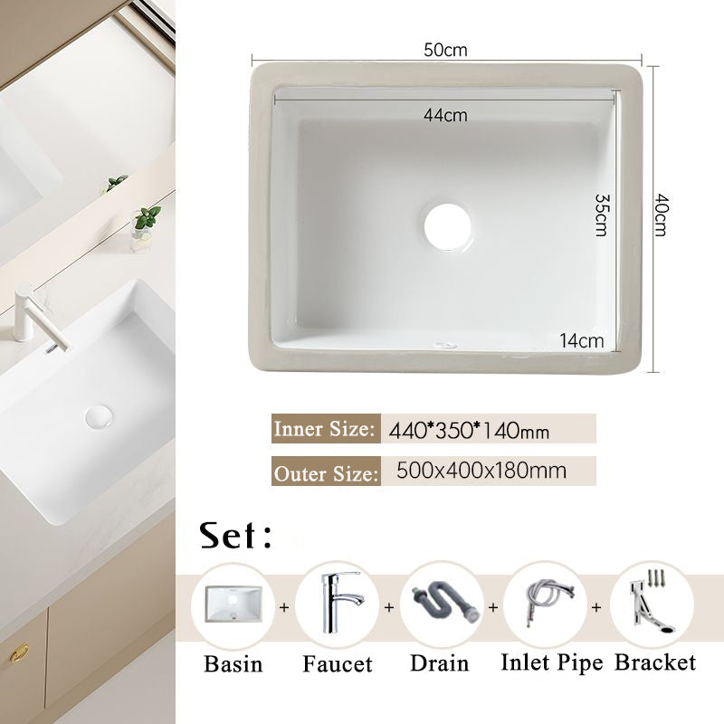 Nordic white basen bathroom undermount basin ceramic small size simple round corner depth toilet sink with drain & bracket set