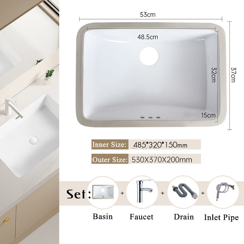 Nordic white basen bathroom undermount basin ceramic small size simple round corner depth toilet sink with drain & bracket set