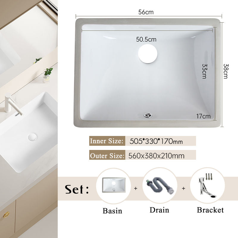 Nordic white basen bathroom undermount basin ceramic small size simple round corner depth toilet sink with drain & bracket set