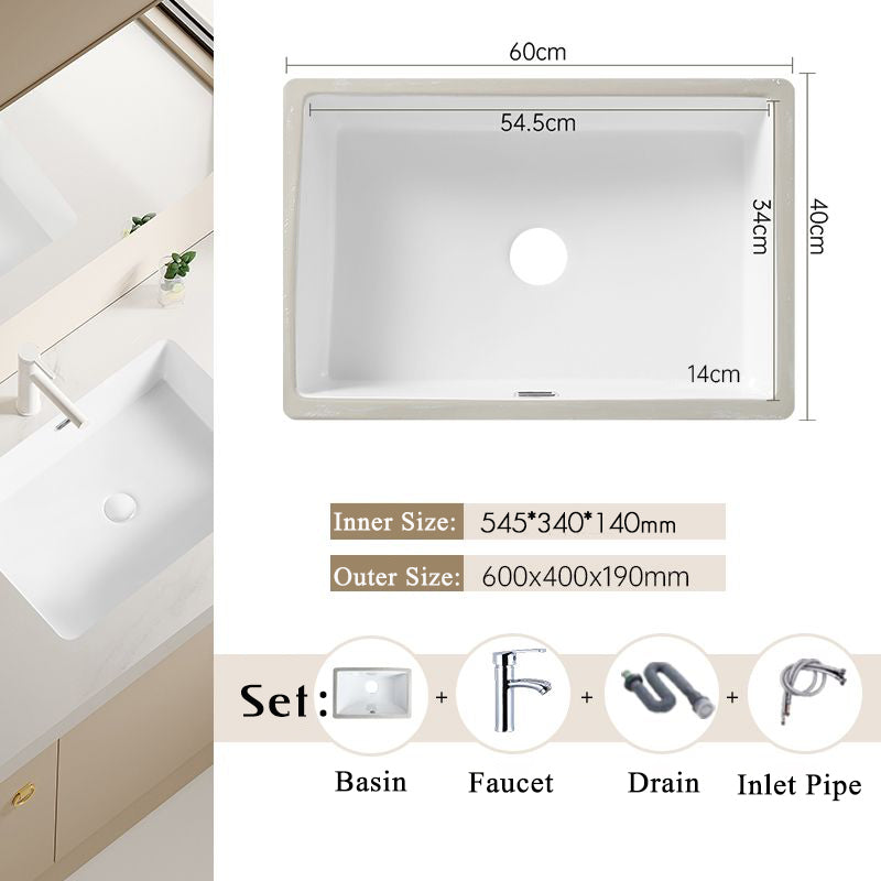 Nordic white basen bathroom undermount basin ceramic small size simple round corner depth toilet sink with drain & bracket set