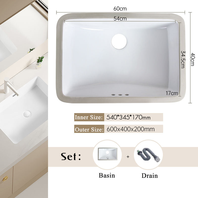 Nordic white basen bathroom undermount basin ceramic small size simple round corner depth toilet sink with drain & bracket set